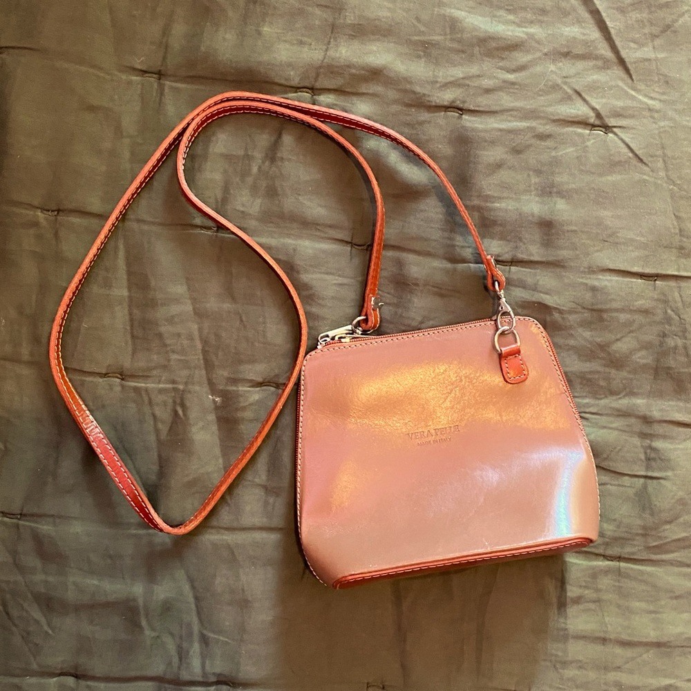Small Leather Handbag with Crossbody Strap